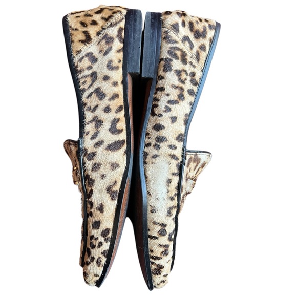 Sam Edelman Loafers Womens 7 Brown Leopard Calf Hair Jordy Slip On Flats Leather - Picture 3 of 8